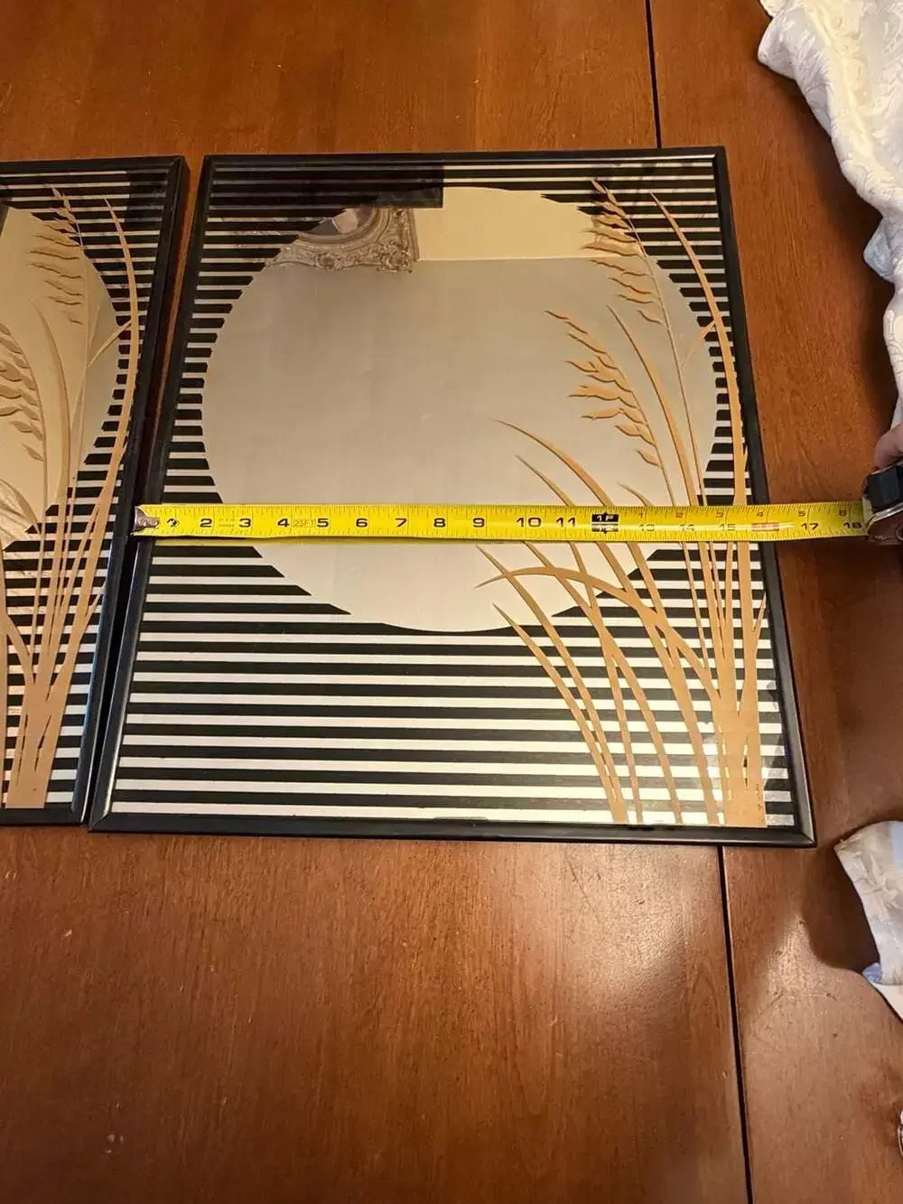 Black Stripes and Wheat Wall Mirror -